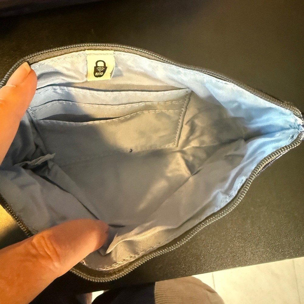 Baggallini Out and About Bagg Purple Blue Camo Cross Body Bag + RFID Wristlet - Picture 7 of 12